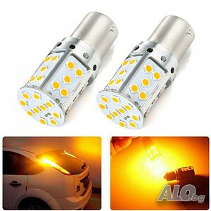 Диодни крушки 42 Led 1156 P21W BA15S Аmber 2бр.