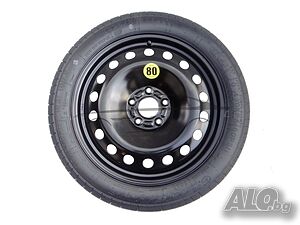 Нова резервна гума патерица за CITROEN, PEUGEOT, VOLVO, DS, FIAT, OPEL 125/80R17 5x108x65,1
