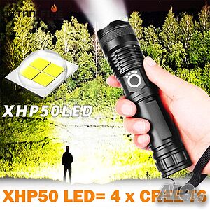 Мощен LED Фенер XHP P50 +70%LED Ново Поколение