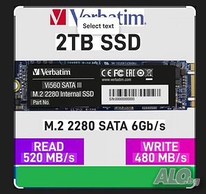 2TB SSD Verbatim Vi560 S3 M.2 SATA 3 6GB/sec. read 520 MB/s. 22x80mm диск Чисто Нов