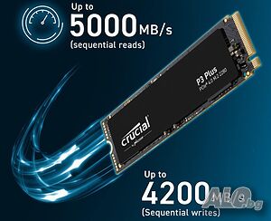 2TB 2000GB SSD NVMe Crucial P3 Plus Gen4 M.22280 скорост на четене и запис 5000 MB/s 4200 MB/s