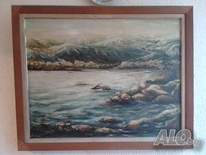 морски пейзаж, При скалите’’ Картина с маслени бои 80 cm 65 cm Платно (канава) Веселина Оник Оригинал | Картини |