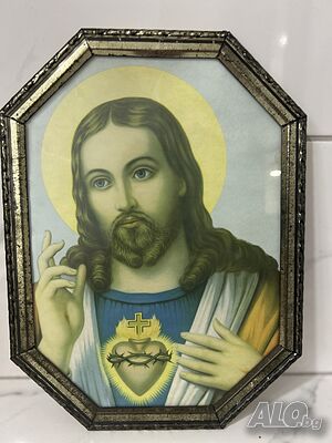 Печат на Светото сърце на Исус от Викторианската епоха Victorian Era Sacred Heart of Jesus Print