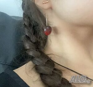 ч. Обеци Падащи Череши, Червено Плодово Модно Бижу, Размер 2.11см X 4.32см 15 лв 15 лв