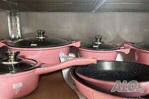 🇧🇪 Нов най-висок клас тенджери и тигани Швейцария мраморно покритие 399 лв