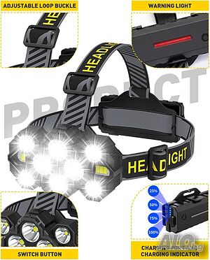 LED Челник с 10 Режима / Акумулаторен