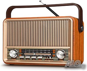 Ретро Радио с Екстри 5W / FM,Bluetooth,USB,AUX,SD / Зареждаема Батерия / На ток
