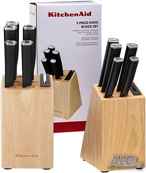 Комплект KitchenAid - 5 ножа, точило и поставка за ножове