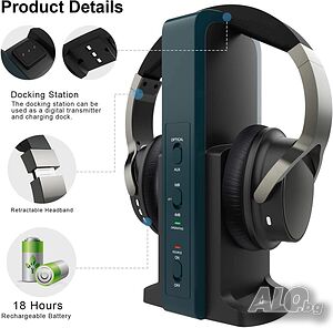 Нови Безжични телевизионни слушалки / Безжични аудио слушалки Hi-Fi с оптика/RCA/3,5 мм