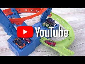 Нов Hot Wheels Toy Car Track Set Spiral Speed Crash, Powered by Motorized Booster 29-in Tall Track