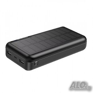 BeSmart 19761 външна соларна батерия, 30000 mAh, 10W, 2x USB-A, Micro USB и Type-C, ABS, черна