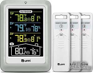 Метеорологична станция с 3 безжични сензора UNNI 582C- цветна