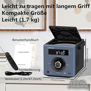 HANLIM Преносим CD плейър 20 W с Bluetooth