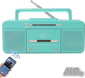 Ретро касетофон с USB/Bluetooth/AM/FM радио стерео, вграден микрофон