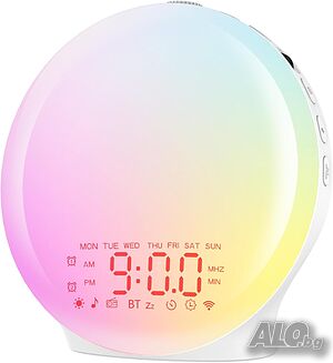 Bluetooth будилник -17 цвята светлина, 22 звука,FM радио Suright