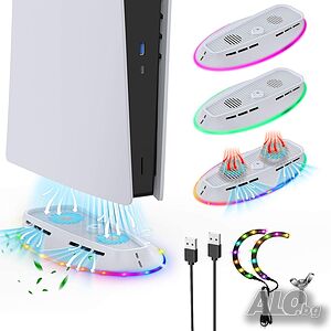 Стойка за охлаждащ вентилатор за PS5 с RGB светлина