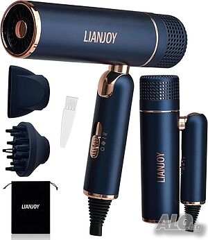 LIANJOY Професионален сгъваем сешоар с отрицателни йони 1600W