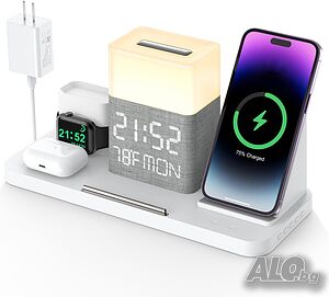 ATEVENSEE Безжична зарядна станция 6 в 1 за iPhone 15/14/13/12/11 и др.