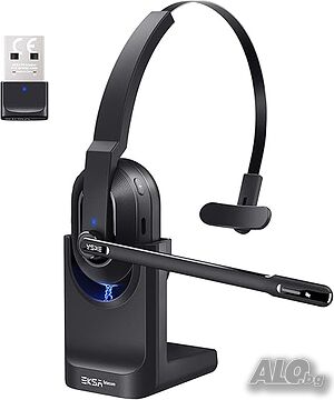 Bluetooth безжични слушалки с микрофон и стойка за бързо зареждане EKSA