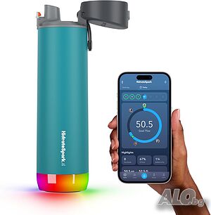 Смарт бутилка за вода HidrateSpark PRO - следи приема на вода с Bluetooth, LED напомняне