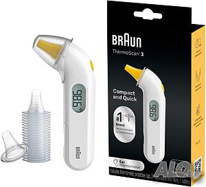 Термометър за ухо Braun, измерване за 1 секунда, звуков индикатор за температура, цифров дисплей