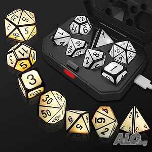 Светещи DND, USB презареждащи се електрически зарове със зарядна кутия