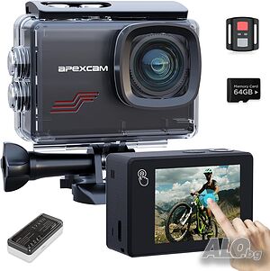 Apexcam Екшън камера 4K сензорен екран, 131 фута водоустойчива подводна камера
