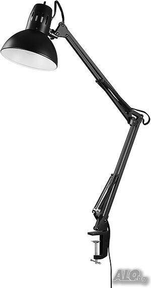 Настолна лампа Globe Electric 56963 31,5” с много съчленения и метална скоба, черна, ротационен