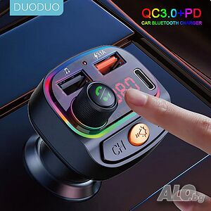 Автомобилен Bluetooth C14 FM трансмитер с USB и PD зарядно устройство