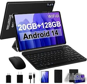Android 14 таблет 10.1 инча, 20GB RAM 128GB ROM 1TB разширяема памет, осемядрен процесор