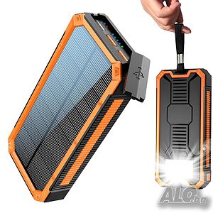 Соларна батерия 20000 mAh, PD20W Водоустойчиво слънчево зарядно устройство USB