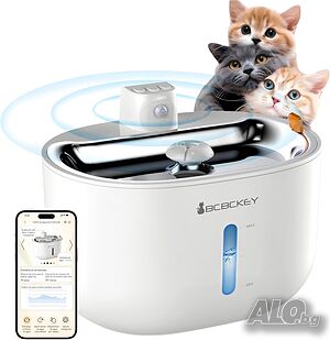 Безжичен фонтан за вода за котки BCBCKEY 3L с приложение и акумулаторна батерия 5000mAh