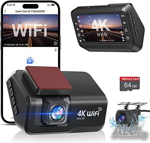 Otovoda Видеорегистратор за автомобили с предна и задна камера, 4K+1080P WiFi двойна видеокамера