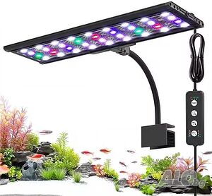 AQQA LED аквариумна лампа, 24/7 режим на работа, щипка за осветление за аквариум