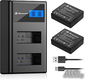 Резервна батерия Powerextra за фотоапарати Panasonic DMW BLG10 и LCD с двойно зарядно- 2 броя