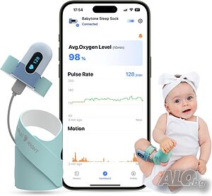 Бебешки чорап Babytone за наблюдение на сън, проследяване на сърдечната честота и движението на бебе