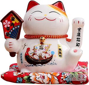 XIYUAN 7-инчова вееща се котка - керамична японска късметлийска котка, декоративна украса за плот