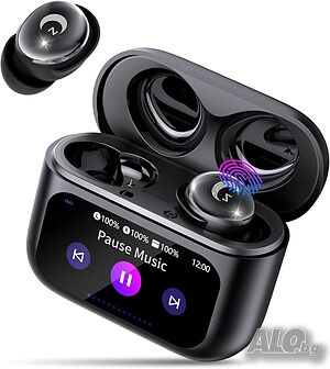 VEKJ Bluetooth слушалки, мини слушалки за сън Bluetooth 5.4 с тъчскрийн, безжични слушалки за уши