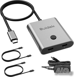 SUIDEK USB-C превключвател, двупосочен USB-C превключвател с поддръжка на 8K@60Hz видео