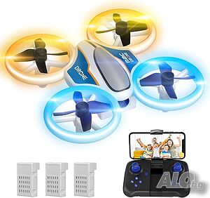 AVIALOGIC Мини дрон със 720P HD камера RC квадрокоптер с LED светлина, Headless режим, 3D обръщания