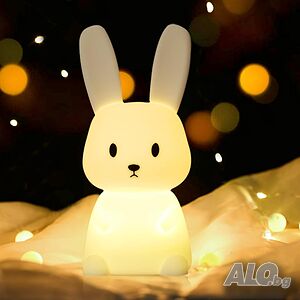 Сладка нощна лампа „Зайче“ за деца, сменяща цветовете си „Kawaii“ лампа за детска стая, мека силикон