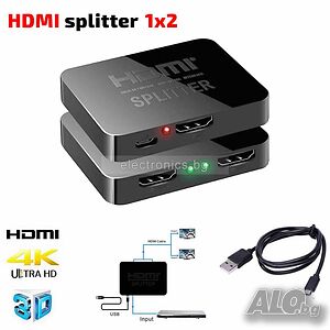 Активен сплитер NEXT, 4K HDMI, Splitter, 1 вход и 2 изхода