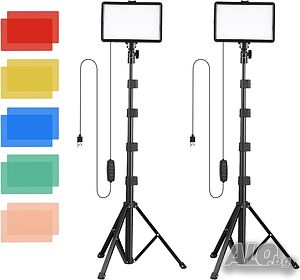 Комплект от 2 LED светлини с триноги и цветни филтри Namolit