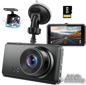 Видео регистратор/ Даш камера Full HD WDR S7 с задна камера и карта 64G SD