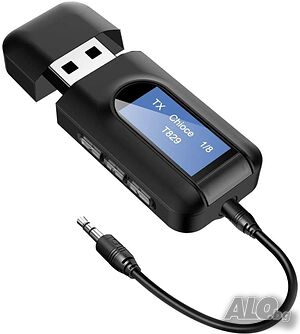 Bluetooth 5.0, 2 в 1 USB преносим аудио адаптер с LCD дисплей