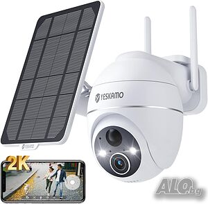 YESKAMO 3MP Ultra HD акумулаторна WiFi камера със соларен панел
