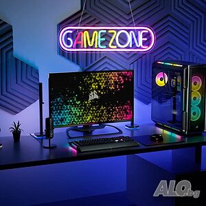 LED неонова табела за геймърска стая GAMING ZONE