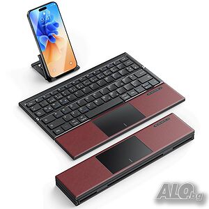 Луксозна сгъваема Bluetooth клавиатура OMOTON с тъчпад. QWERTZ layout