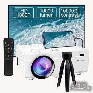 Мини мултимедиен проектор ysametp, full hd, 10000 lumens, hdmi, vga, usb, дистанционно