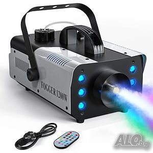 UKing 1200W Мини машина за дим с 6 RGB LED светлини, дистанционно управление за партита и събития